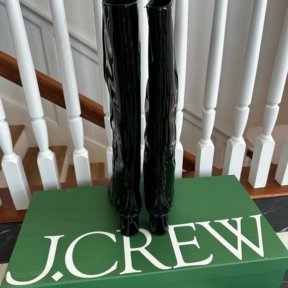 J. Crew Knee High, Round-toe Black Patent Leather Boots, Sz 8.5, NWT! - Picture 9 of 10
